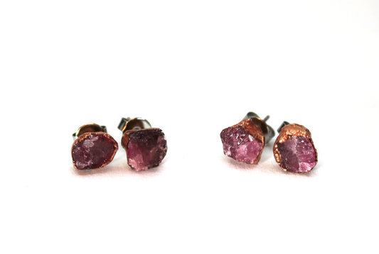 Large Pink Tourmaline Stud Earrings (October Birthstone)