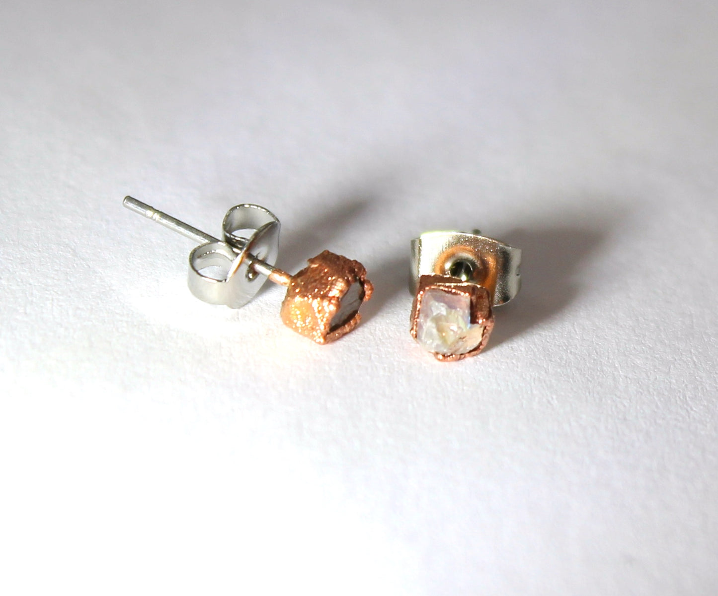 Small Moonstone Stud Earrings (June Birthstone)