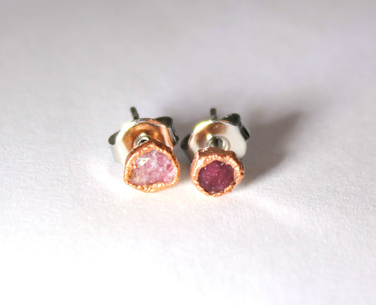 Small Pink Tourmaline Stud Earrings (October Birthstone)