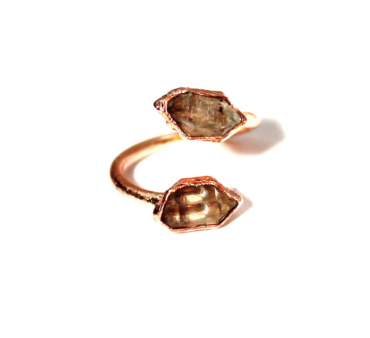 Small Open Herkimer Diamond Ring (April Birthstone)