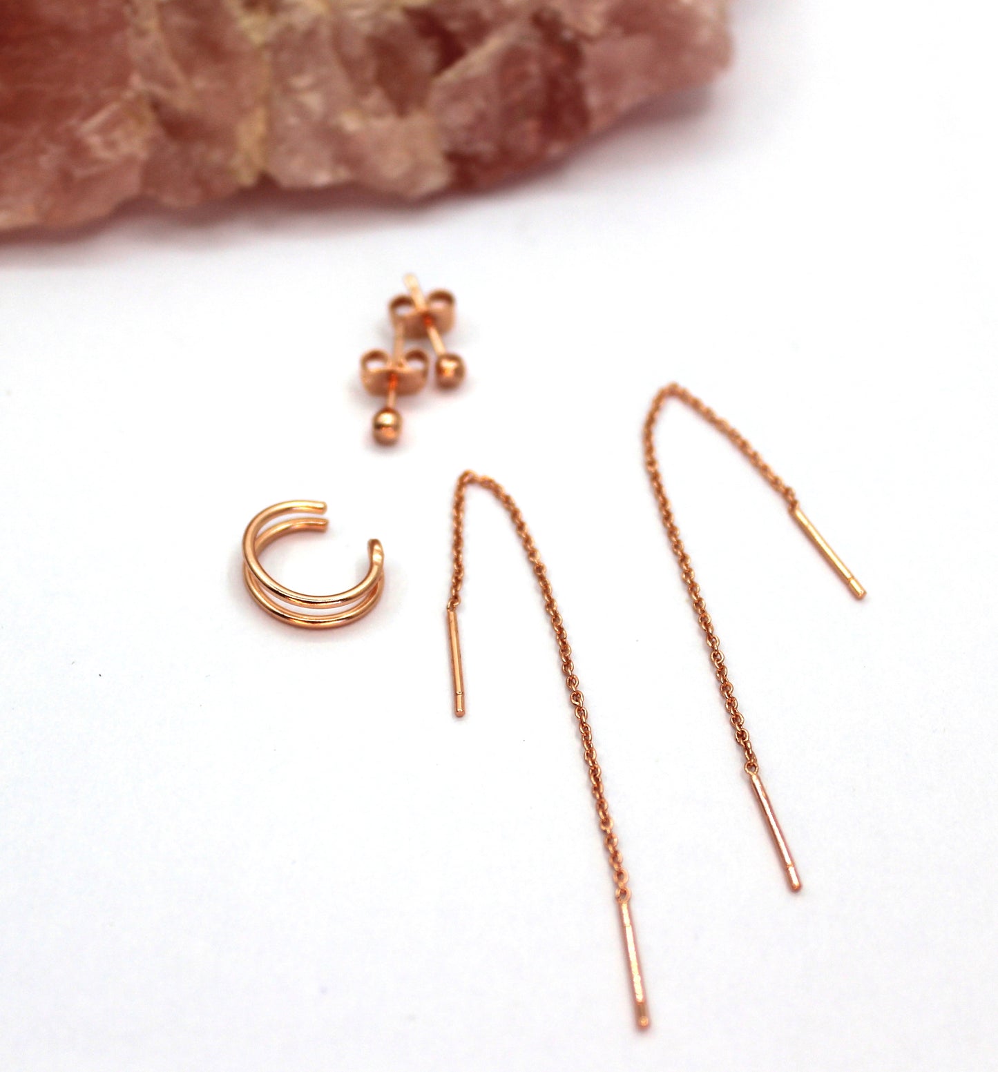 Plain Copper Earring Set- Short Threader