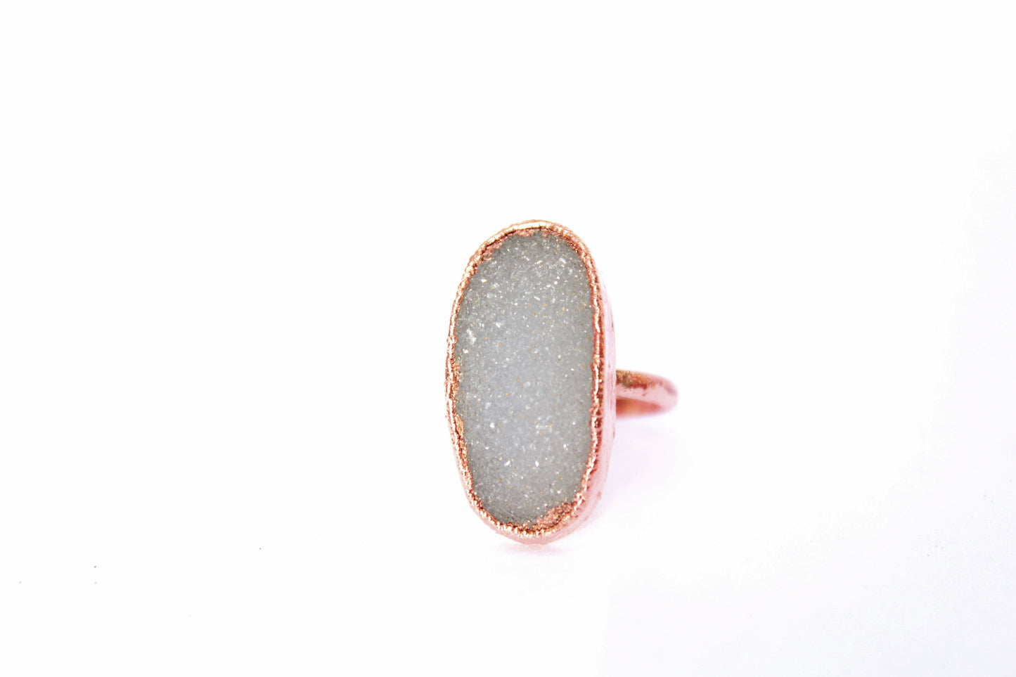 X-Large Oval Druzy Solitaire Ring (Vertical)