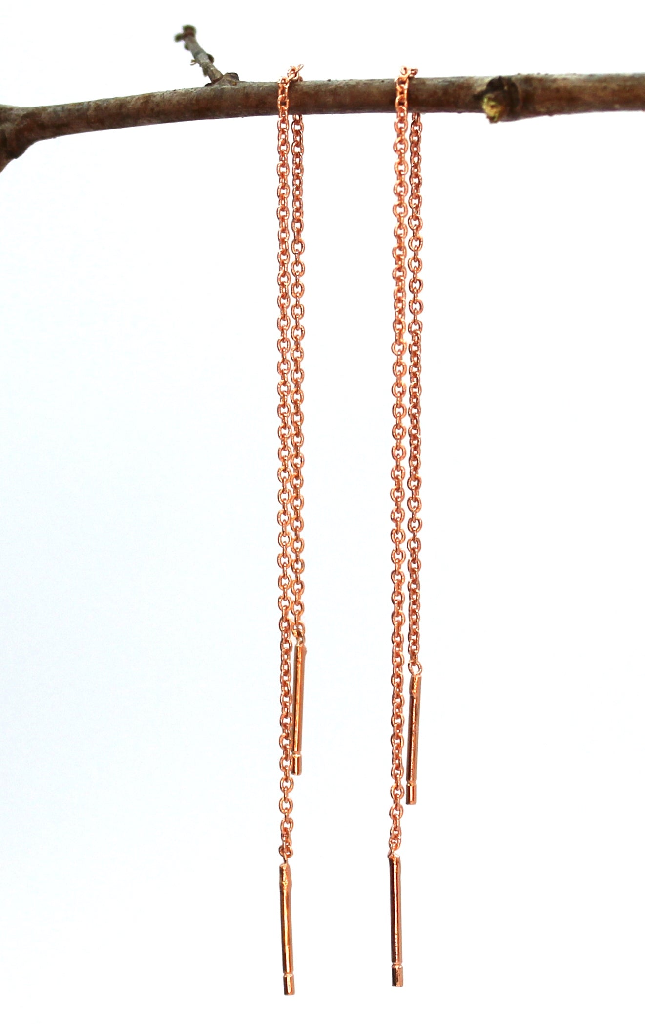 Plain Copper Earring Set- Long Threader