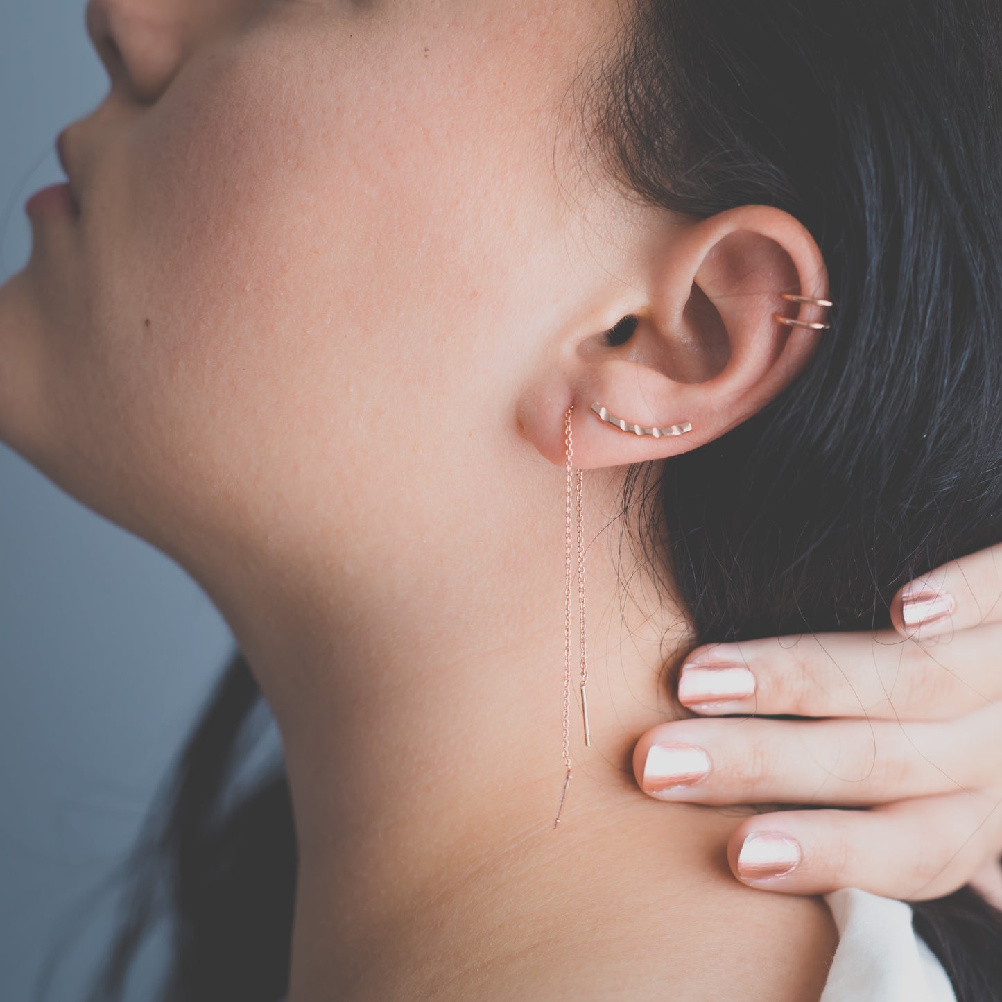 Plain Copper Earring Set- Short Ear Climber